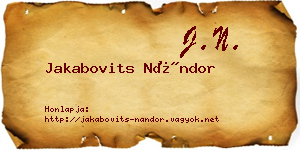 Jakabovits Nándor névjegykártya
