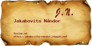 Jakabovits Nándor névjegykártya