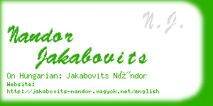 nandor jakabovits business card